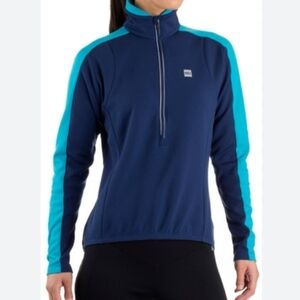 MEC cycling spinning biking half zip pull shirt Blue Large B7